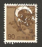 Stamps Japan -  fujin, dios del viento 