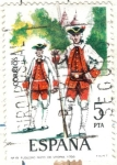 Stamps : Europe : Spain :  ESPANA 1975 (E2239) Uniformes militares 5p INTERCAMBIO