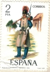 Stamps : Europe : Spain :  ESPANA 1977 (E2382) Uniformes militares 2p INTERCAMBIO
