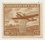 Stamps Chile -  Avién sobre  Nieve