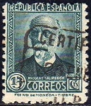 Stamps Spain -  ESPAÑA 1932 657 Sello Nicolás Salmeron 15c c/nº control dorso Usado Republica Española Espana Spain 