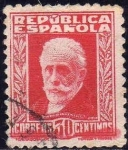 Stamps Spain -  ESPAÑA 1932 659 Sello Personajes Pablo Iglesias 30c c/nº control dorso Usado Republica Española Espa