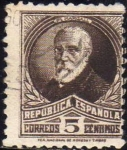 Stamps : Europe : Spain :  ESPAÑA 1932 663 Sello Personajes Francisco Pi y Margall 5c usado Republica Española Espana Spain Esp