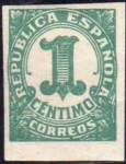 Stamps Spain -  ESPAÑA 1933 677 Sello ** Cifras 1c sin dentar Republica Española