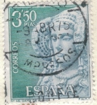 Stamps : Europe : Spain :  ESPANA 1969 (E1937) Serie turistica - Dama de Elche 3.50p2 INTERCAMBIO