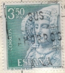 Stamps : Europe : Spain :  ESPANA 1969 (E1937) Serie turistica - Dama de Elche 3.50p