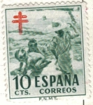 Stamps Spain -  ESPANA 1951 (E1104) Pro Tuberculosos 10c