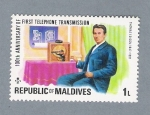 Stamps : Asia : Maldives :  100 th Aniversary of First Telephone Transmission