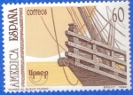 Stamps Spain -  ESPANA 1992 (E3223) America UAPEP V Descubrimiento de America - castillo de popa de la nao Sta Maria