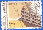 Stamps Spain -  ESPANA 1992 (E3223) America UAPEP V Descubrimiento de America - castillo de popa de la nao Sta Maria