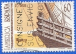 Stamps : Europe : Spain :  ESPANA 1992 (E3223) America UAPEP V Descubrimiento de America - castillo de popa de la nao Sta Maria