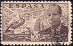 Stamps Spain -  ESPAÑA 1939 883 Sello º Juan Cierva y Autogiro C-30 Sobrevolando Madrid 50c