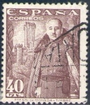 Stamps Spain -  ESPAÑA 1948 1027 Sello General Franco y Castillo de la Mota 40c Usado Espana Spain Espagne Spagna Sp