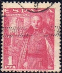 Stamps Spain -  ESPAÑA 1948 1032 Sello General Franco y Castillo de la Mota 1p Usado Espana Spain Espagne Spagna Spa