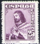 Stamps Spain -  ESPAÑA 1948 1033 Sello Nuevo Personajes Fernando III El Santo 25c Espana Spain Espagne Spagna Spanje