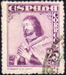 Stamps Spain -  ESPAÑA 1948 1033 Sello Personajes Fernando III El Santo 25c Usado Espana Spain Espagne Spagna Spanje