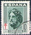 Sellos de Europa - Espa�a -  ESPAÑA 1948 1041 Sello Pro Tuberculosos Cruz de Lorena 10c usado Espana Spain Espagne Spagna Spanje 