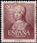 Stamps Spain -  ESPAÑA 1950 1094 Sello V Centenario de la muerte de Isabel la Católica 90c Usado Espana Spain Espagn