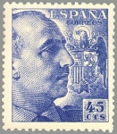 Stamps Spain -  ESPAÑA 1949 1052 Sello Nuevo General Franco 45c Espana Spain Espagne Spagna Spanje Spanien