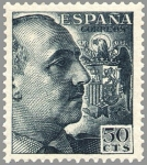 Stamps Spain -  ESPAÑA 1949 1053 Sello Nuevo General Franco 50c Espana Spain Espagne Spagna Spanje Spanien