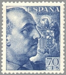Stamps Spain -  ESPAÑA 1949 1055 Sello Nuevo General Franco 70c Espana Spain Espagne Spagna Spanje Spanien