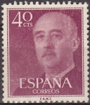 Stamps Spain -  ESPAÑA 1955 1148 Sello Nuevo General Franco 40cts sin goma Espana Spain Espagne Spagna Spanje Spanie