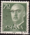 Stamps Spain -  ESPAÑA 1955 1151 Sello General Franco 70cts Usado Espana Spain Espagne Spagna Spanje Spanien 