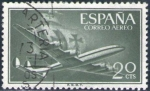 Sellos de Europa - Espa�a -  ESPAÑA 1955 1169 Sello Avion Super Constellation y Nao Santa Maria 20c Usado Espana Spain Espagne Sp