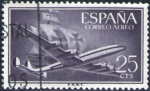 Sellos de Europa - Espa�a -  ESPAÑA 1955 1170 Sello Avion Super Constellation y Nao Santa Maria 25c Usado Espana Spain Espagne Sp