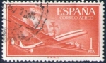 Stamps Spain -  ESPAÑA 1955 1172 Sello Avion Super Constellation y Nao Santa Maria 1p Usado Espana Spain Espagne Spa