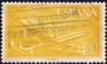Stamps Spain -  ESPAÑA 1955 1176 Sello Avion Super Constellation y Nao Santa Maria 4,80p Usado Espana Spain Espagne 