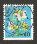 Stamps : Asia : Japan :  flores y mariposas