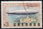 Stamps Grenada -  Grenada 1978 Scott 840 Sello Aniversario Zeppelin Vuelo Charles Lindbergh Volando sobre Casa Blanca