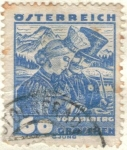 Stamps Austria -  AUSTRIA 1934-36 (M581) Osterreichische Wolkstrachten - Brautpaar auf dem Hochzeitsgng Korbersee Vora