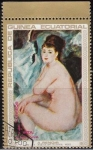 Stamps Equatorial Guinea -  Guinea Ecuatorial 1973 Michel 208 Sello Pintura Pierre Auguste Renoir Mujer Desnuda Museo Rodin