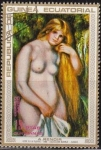 Stamps : Africa : Equatorial_Guinea :  Guinea Ecuatorial 1973 Michel 213 Sello Pintura Pierre Auguste Renoir Joven Bañista Museo New York