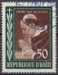 Sellos del Mundo : America : Hait� : HAITI 1959 Scott 445 Sello Papa Pio XII El Papa de la Paz Rezando 50c Matasello de favor