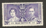 Sellos de Africa - Mauricio -  coronación de george VI, con elizabeth
