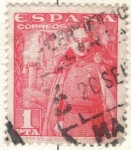 Stamps : Europe : Spain :  ESPANA 1948 (E1032) General Franco y Castillo de la Mota 1p