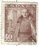 Stamps Spain -  ESPANA 1948 (E1027) General Franco y Castillo de la Mota 40c