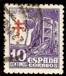 Stamps Spain -  Cruz de Lorena en rojo