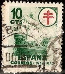 Stamps Spain -  Cruz de Lorena en rojo