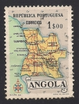 Stamps : Africa : Angola :  Republica de Portugal: Mapa de Angola.