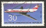 Stamps Germany -  avión de linea de la R.D.A., tupolev TU-134