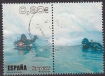 Stamps Spain -  ESPAÑA 2007 4345a Sello º + viñeta Deportes Al Filo de Lo Imposible Buceo entre Icebergs usado
