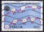 Stamps Italy -  Italia 1983 Scott 1573 Sello Jornadas del Sello Dibujo Infantil Cartas Entrelazadas usado 