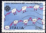Stamps Italy -  Italia 1983 Scott 1573 Sello Jornadas del Sello Dibujo Infantil Cartas Entrelazadas usado 