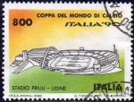 Stamps Italy -  Italia 1990 Scott 1801d Sello Campeonato Mundial de Futbol Estadio Friuli Udine usado 