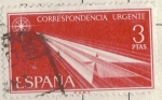 Stamps Spain -  1966 ESPANA (E1185) Aereo Alegorias - Flecha de papel 2p