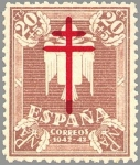 Stamps Spain -  PRO TUBERCULOSOS.CRUZ DE LORENA EN CARMIN